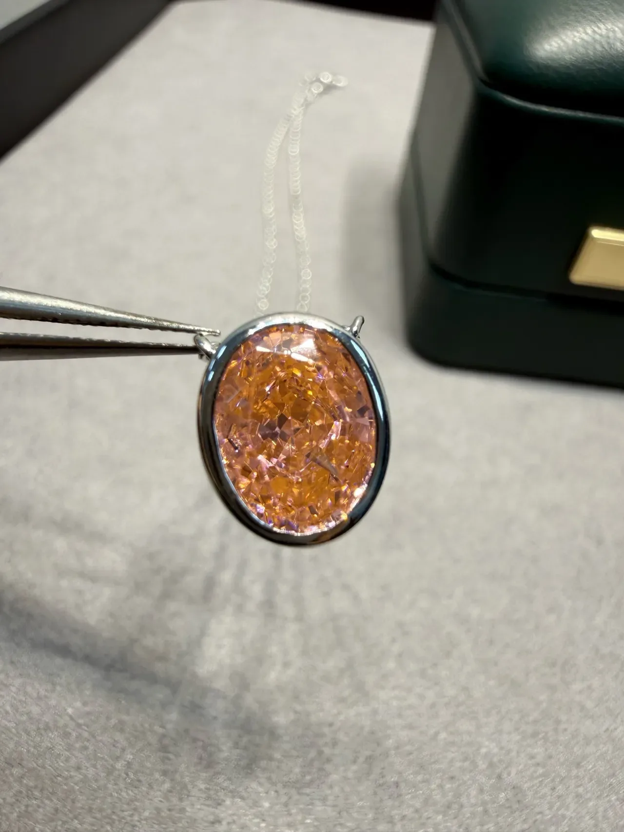 Orange Silver Oval Druzy Stone Bezel Setting Earrings 6