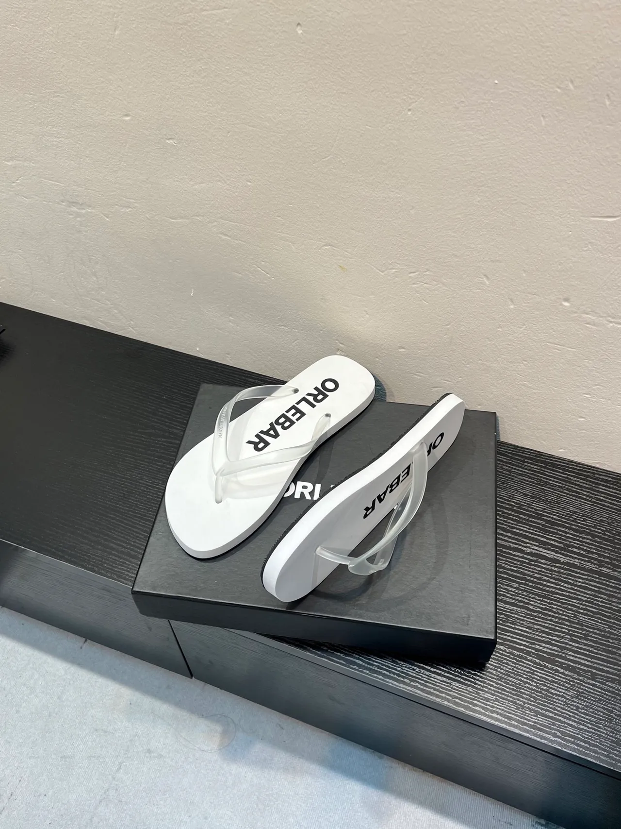ORLEBAR White Transparent Molded Sole PVC Strap Slippers 4
