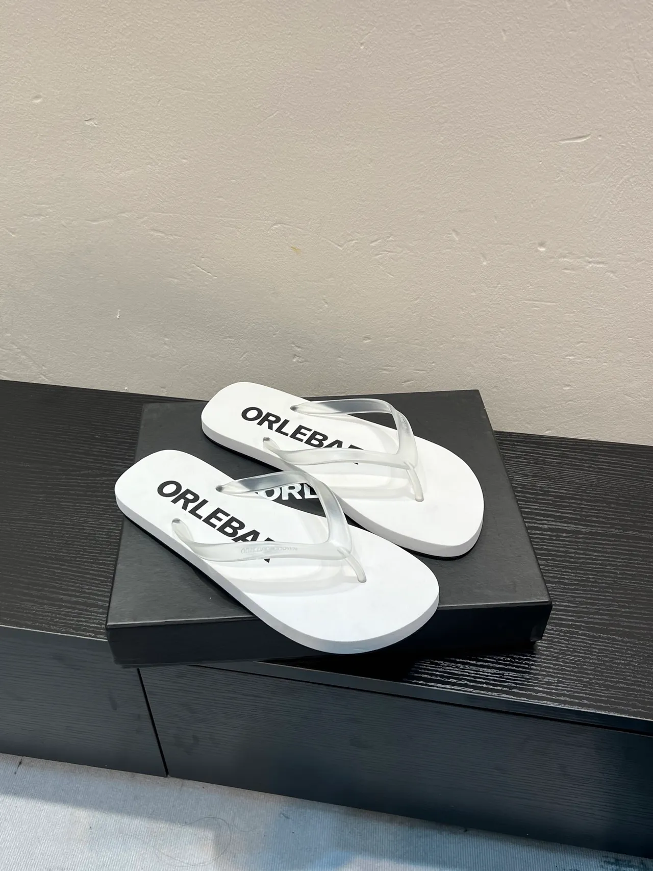 ORLEBAR White Transparent Molded Sole PVC Strap Slippers 5