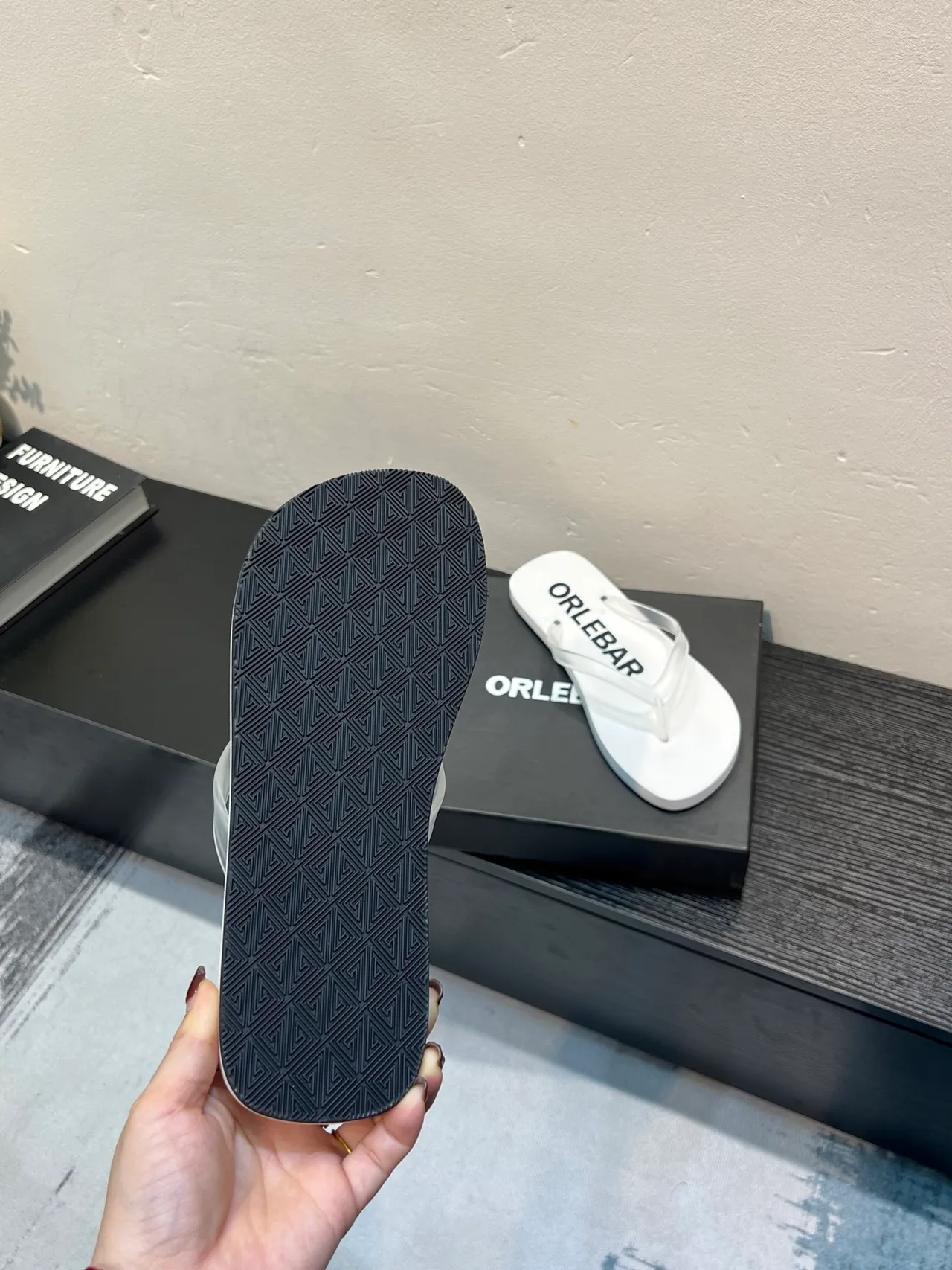 ORLEBAR White Transparent Molded Sole PVC Strap Slippers 9
