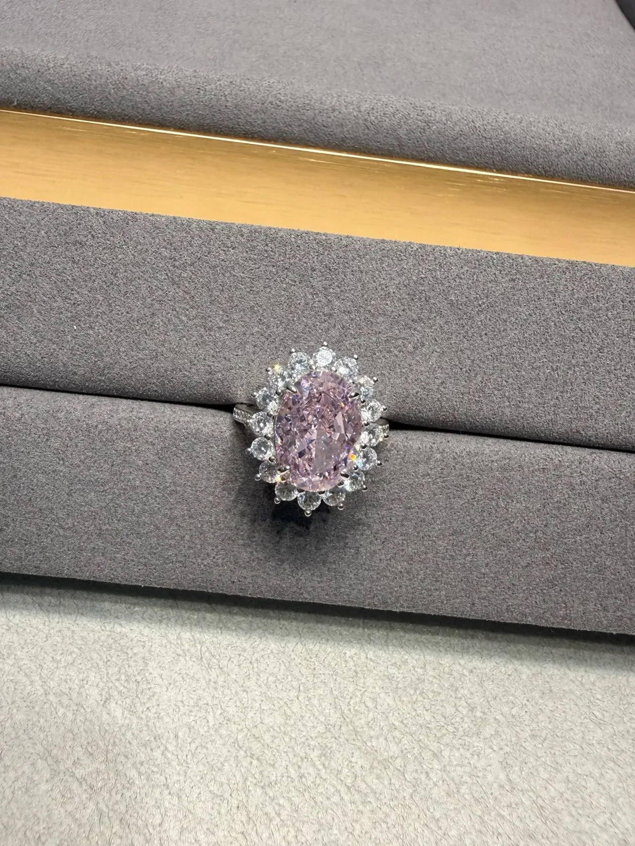 Oval Purple Gemstone Halo Cluster Ring 9