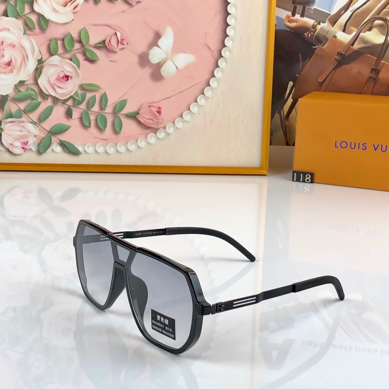 Oversized Geometric Aviator-Inspired Black Sunglasses 6