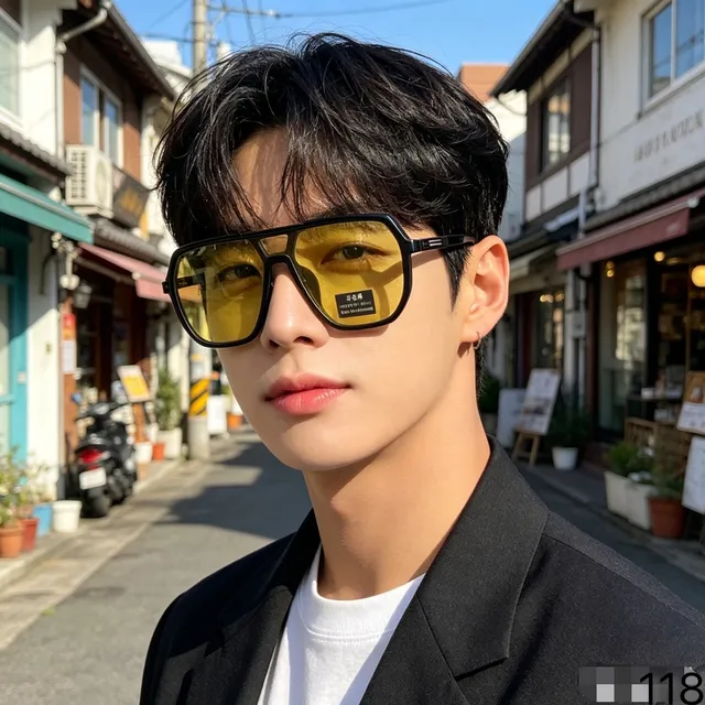 Oversized Geometric Aviator-Inspired Black Sunglasses 9
