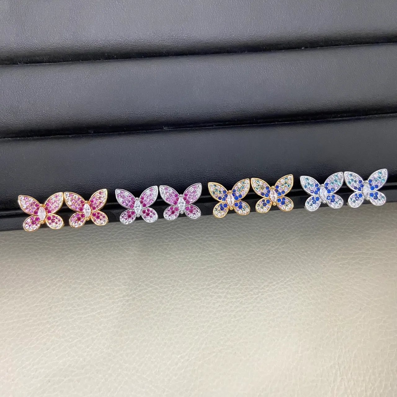 Pavé Crystal Butterfly Stud Earrings 1