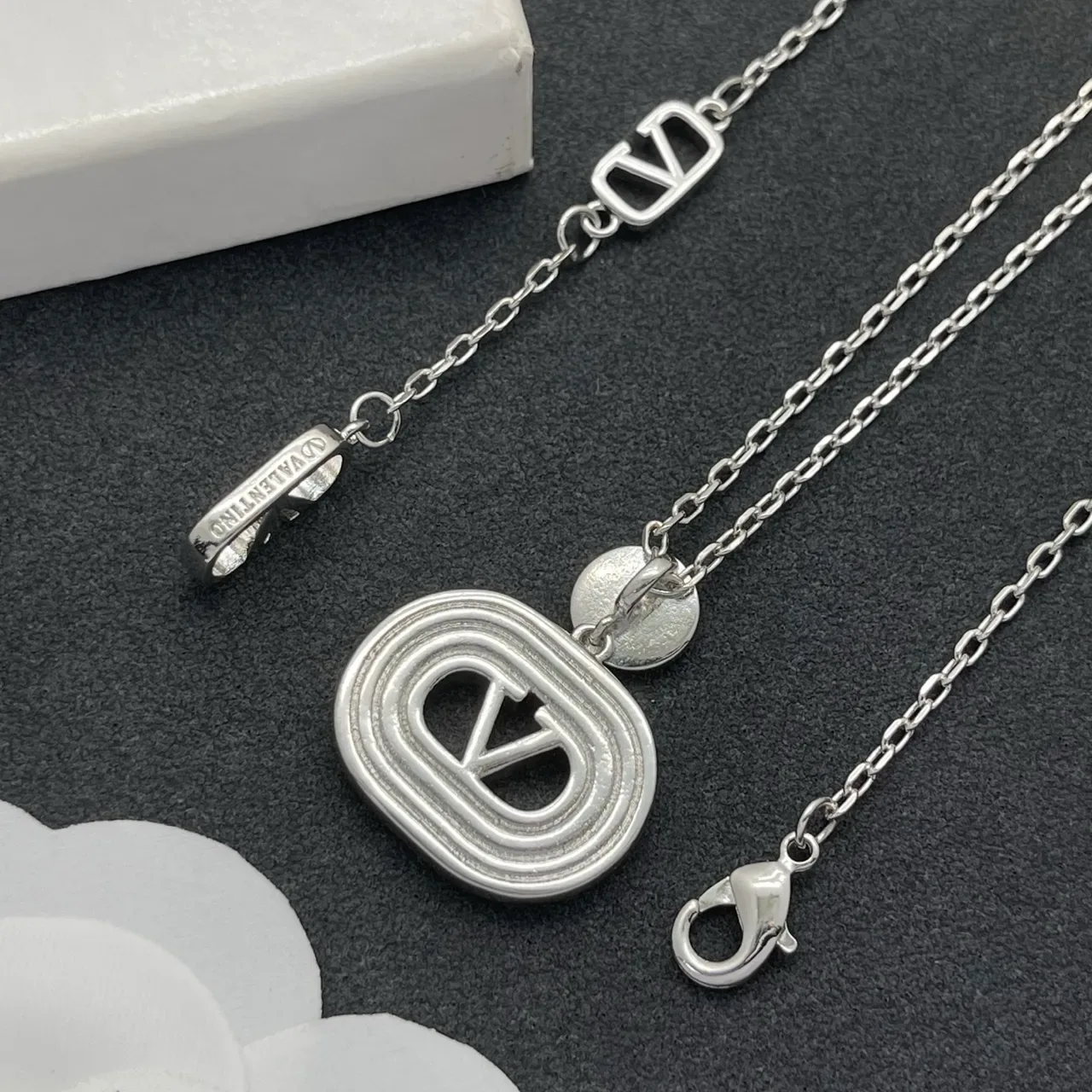Pavé Crystal Oval Monogram Pendant Necklace 3