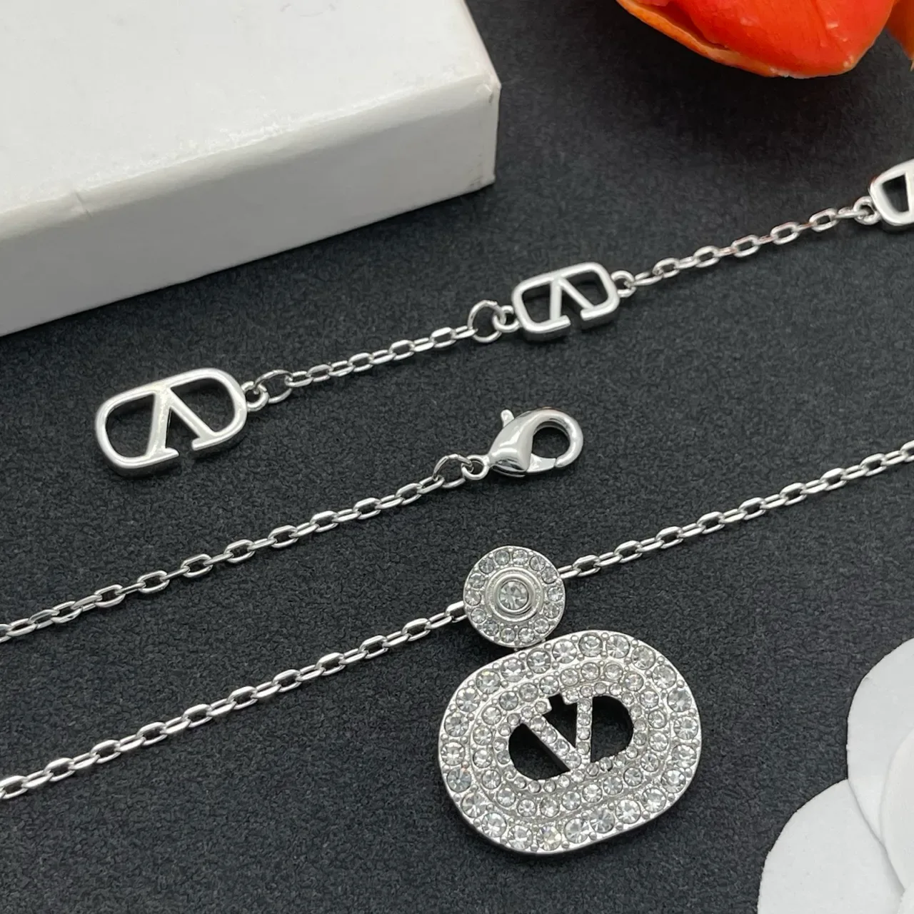 Pavé Crystal Oval Monogram Pendant Necklace 4