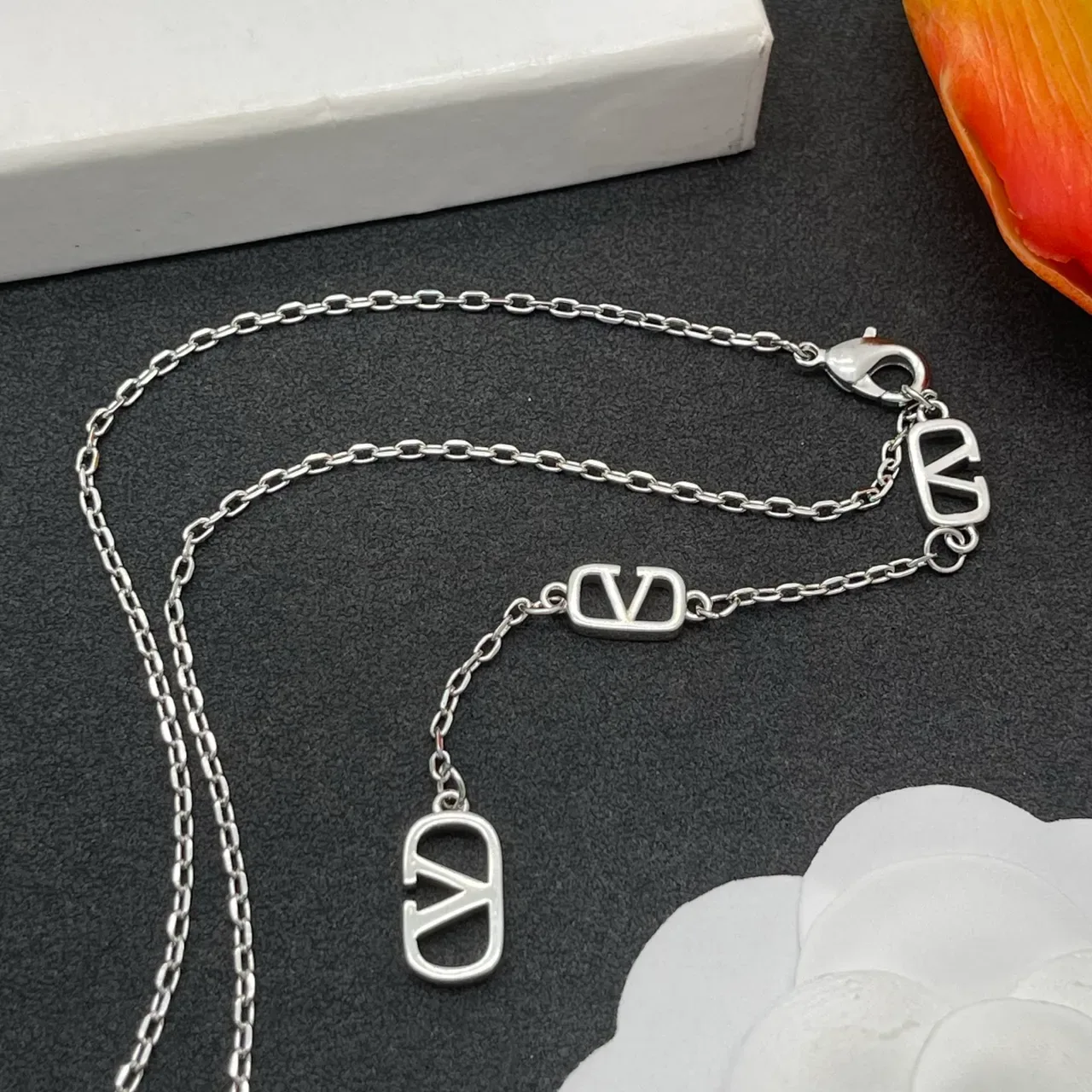 Pavé Crystal Oval Monogram Pendant Necklace 5