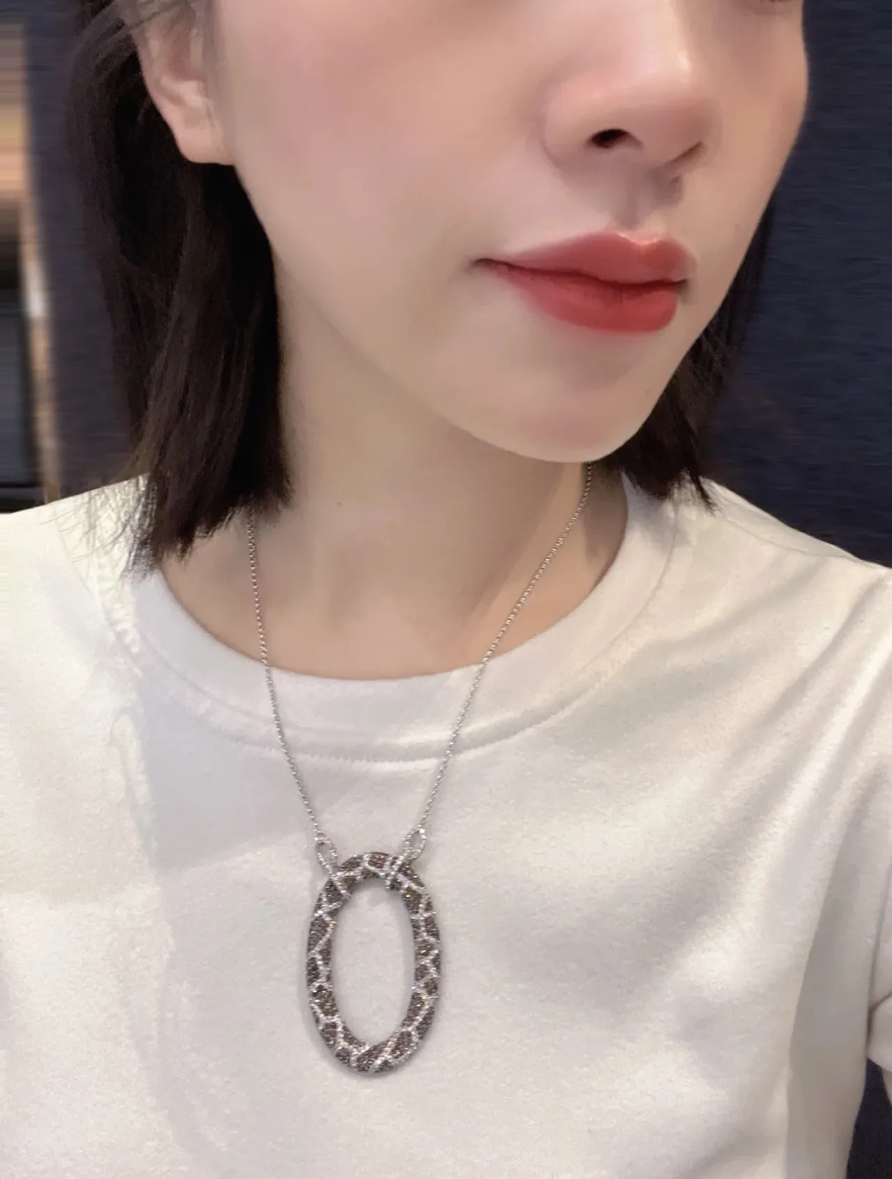 Pavé Oval Knot Bail Pendant Necklace 3