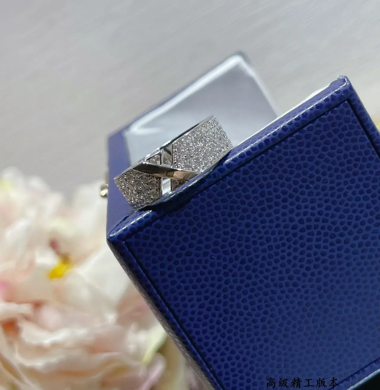 Pavé-Set Crossover Wide Band Ring 5