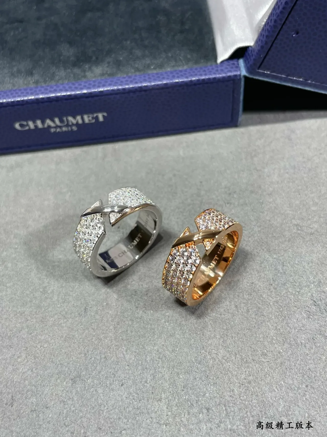 Pavé-Set Crossover Wide Band Ring 8