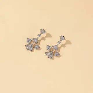 Pavé-Set Fan-Shaped Multi-Tiered Dangling Earrings