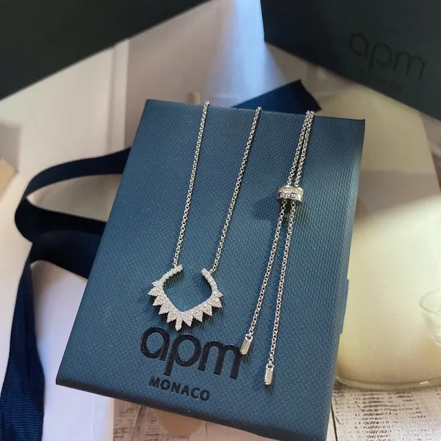Pavé-Set Spiked Fringe Open U-Shape Necklace 2