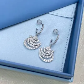 Pavé-Set Swirl Motif Dangling Earrings