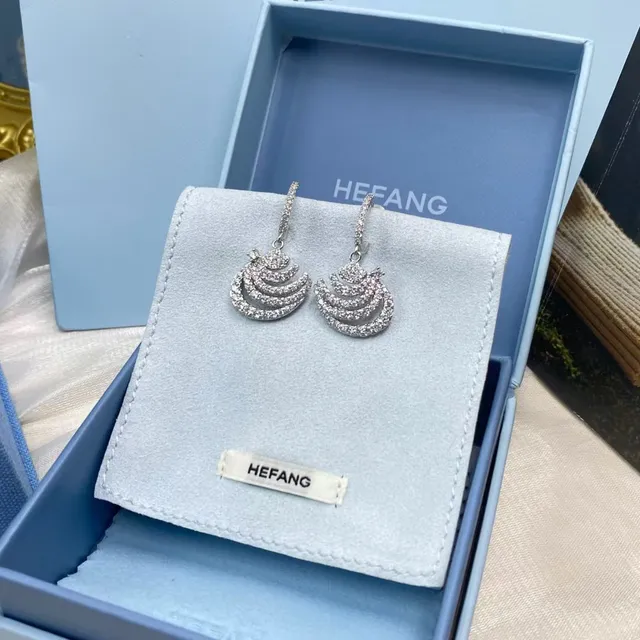 Pavé-Set Swirl Motif Dangling Earrings 3