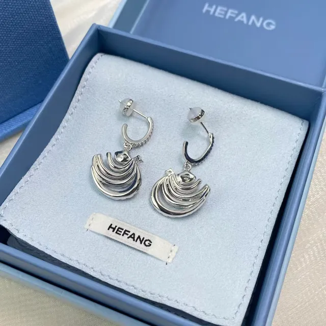 Pavé-Set Swirl Motif Dangling Earrings 5