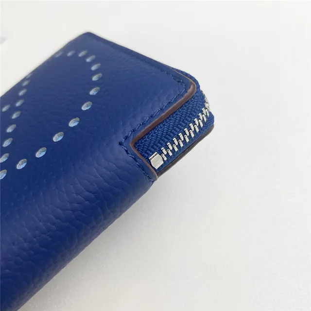 Pebbled Leather Perforated Logo Zip-Around Wallet 4