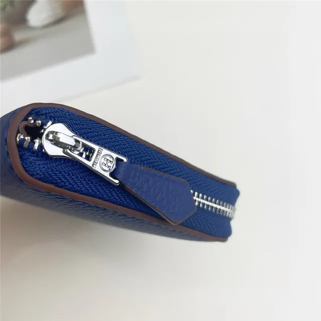 Pebbled Leather Perforated Logo Zip-Around Wallet 5