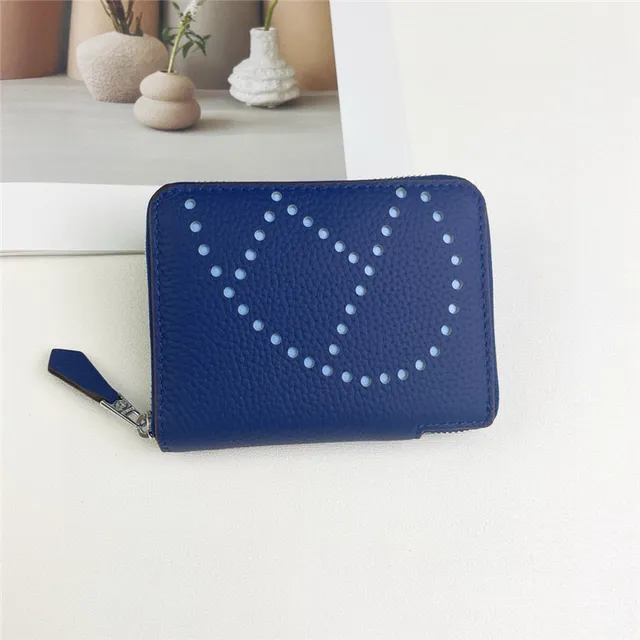 Pebbled Leather Perforated Logo Zip-Around Wallet 7