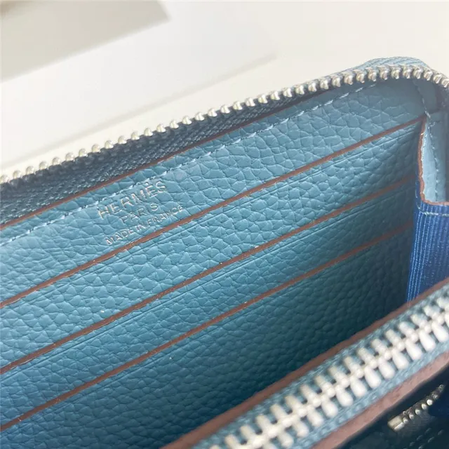 Pebbled Leather Perforated Logo Zip-Around Wallet 10