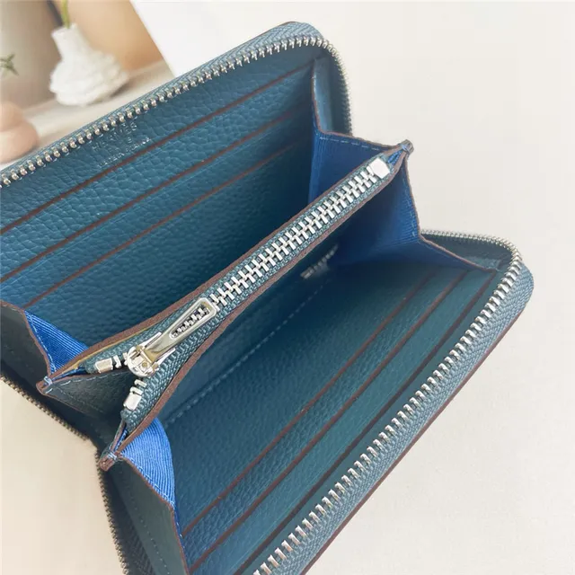 Pebbled Leather Perforated Logo Zip-Around Wallet 11