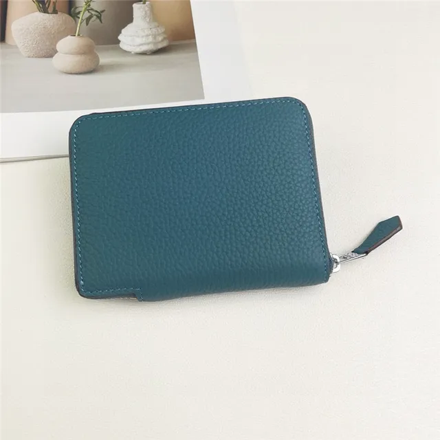 Pebbled Leather Perforated Logo Zip-Around Wallet 14