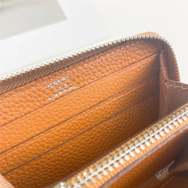 Pebbled Leather Perforated Logo Zip-Around Wallet 17