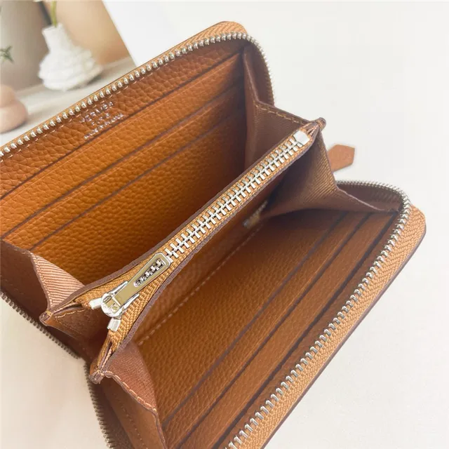Pebbled Leather Perforated Logo Zip-Around Wallet 18