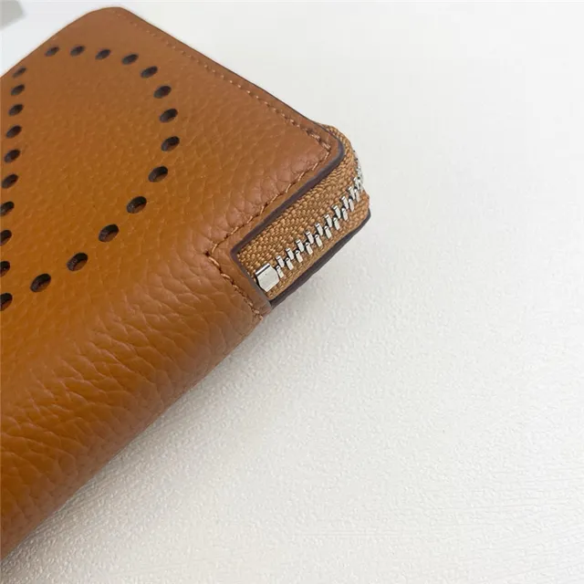 Pebbled Leather Perforated Logo Zip-Around Wallet 20