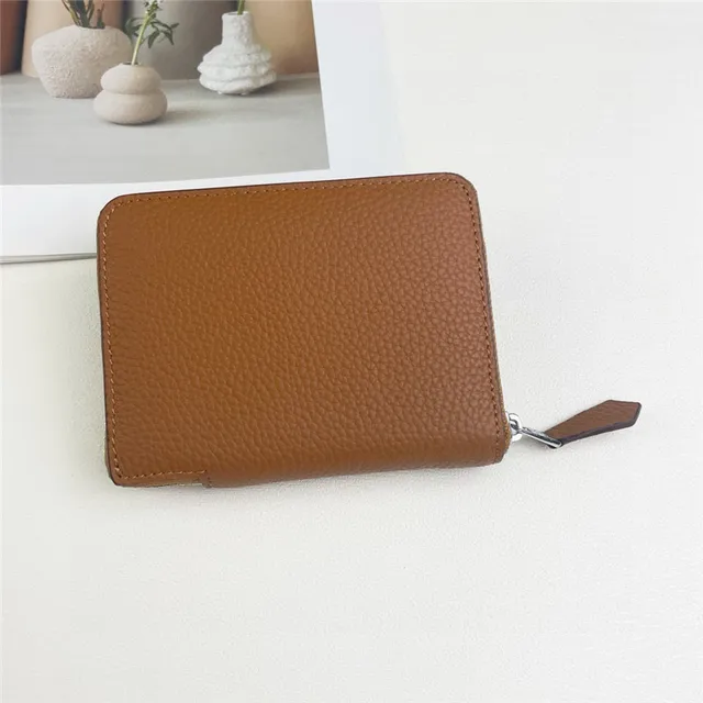 Pebbled Leather Perforated Logo Zip-Around Wallet 21