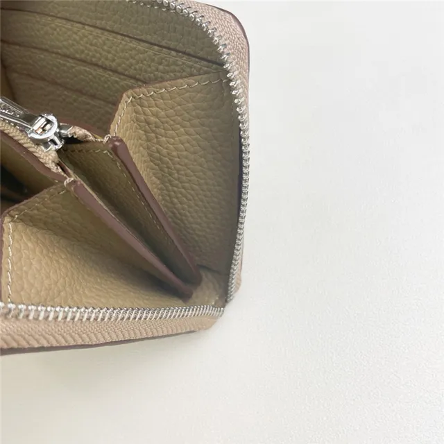 Pebbled Leather Perforated Logo Zip-Around Wallet 24