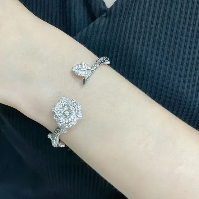 Piaget Rose Collection Pavé Rose Open Cuff Bracelets 9