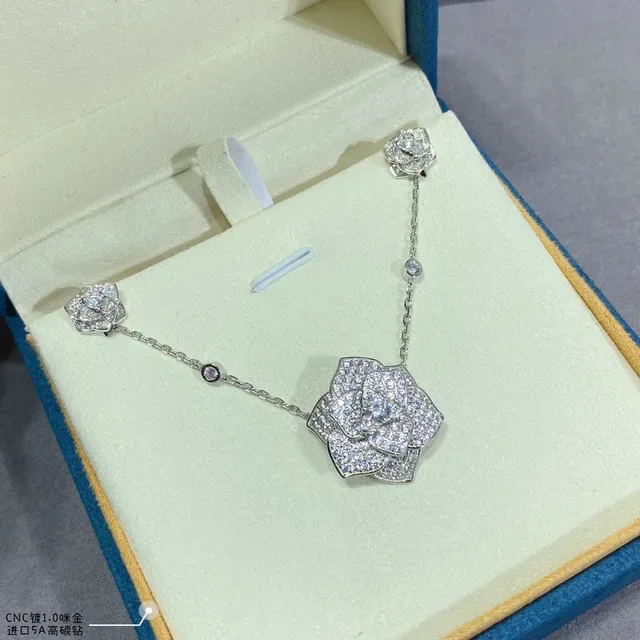 Piaget Rose Pavé Crystal Floral Necklace 2