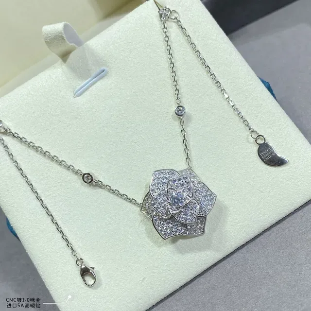 Piaget Rose Pavé Crystal Floral Necklace 3