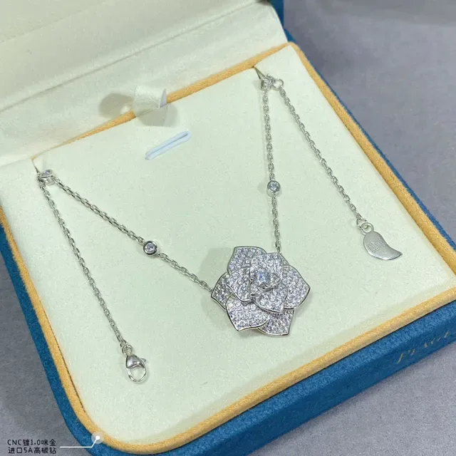Piaget Rose Pavé Crystal Floral Necklace 4