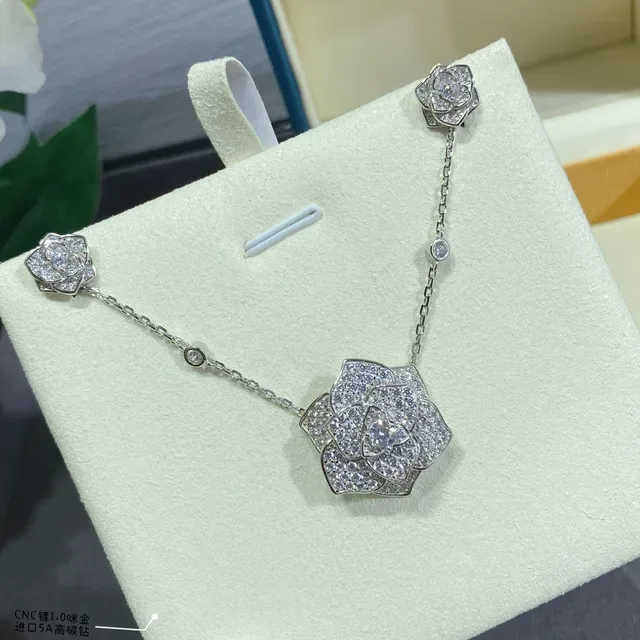Piaget Rose Pavé Crystal Floral Necklace 5