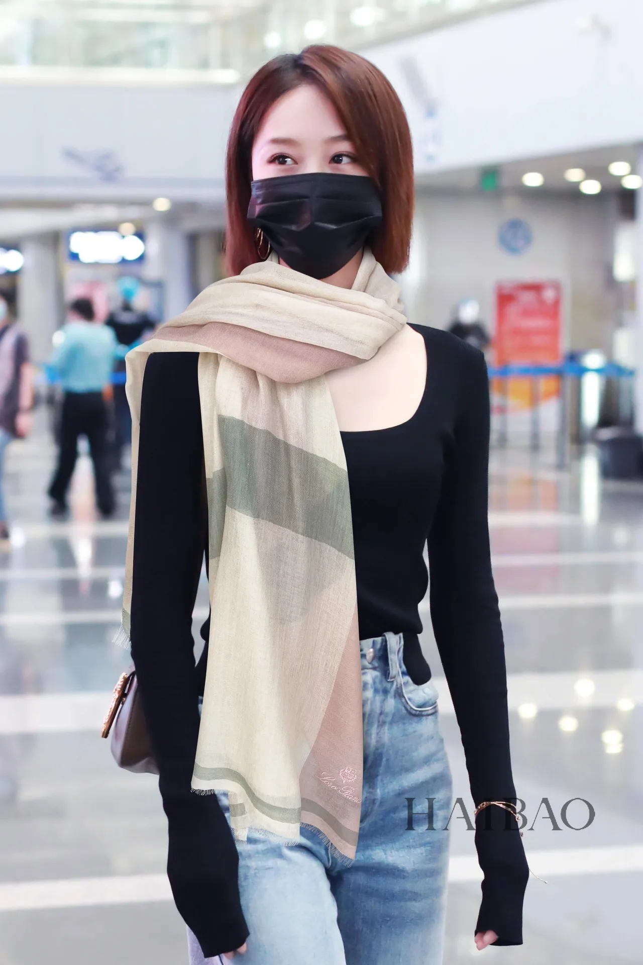 Pink Beige Oversized Large-Plaid Scarve 2