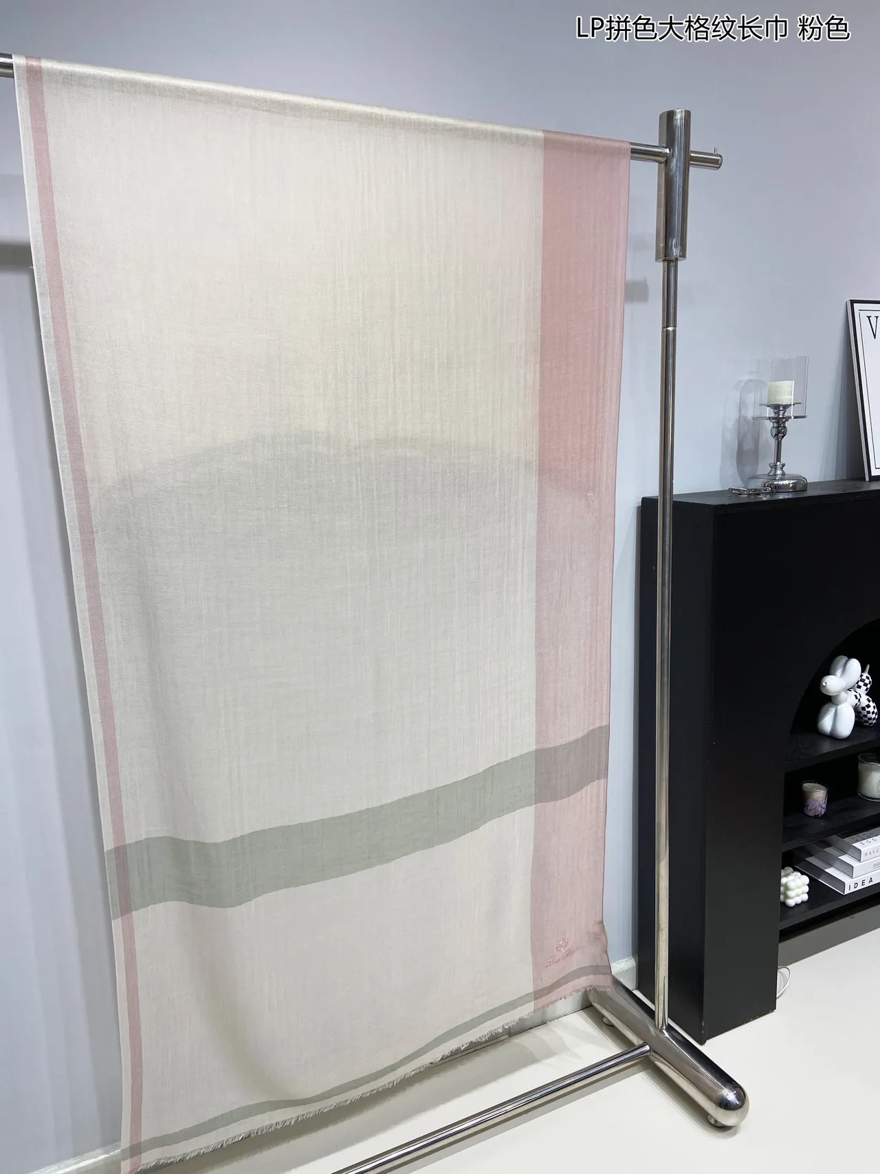 Pink Beige Oversized Large-Plaid Scarve 4