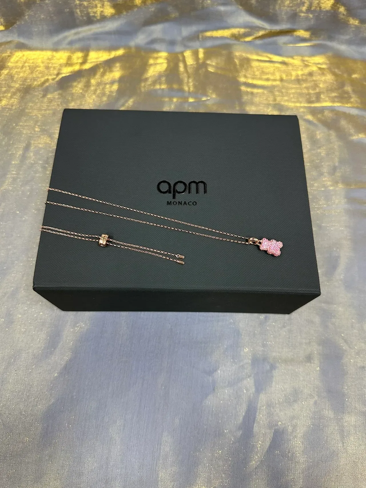 Colar com pingente de ursinho de goma rosa de cristal 5