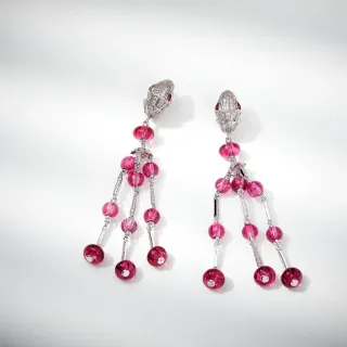 Pink Gemstone Multi-Strand Chandelier Earrings
