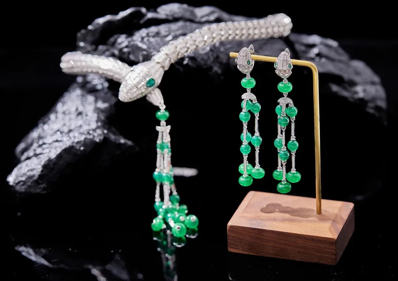 Pink Gemstone Multi-Strand Chandelier Earrings 2