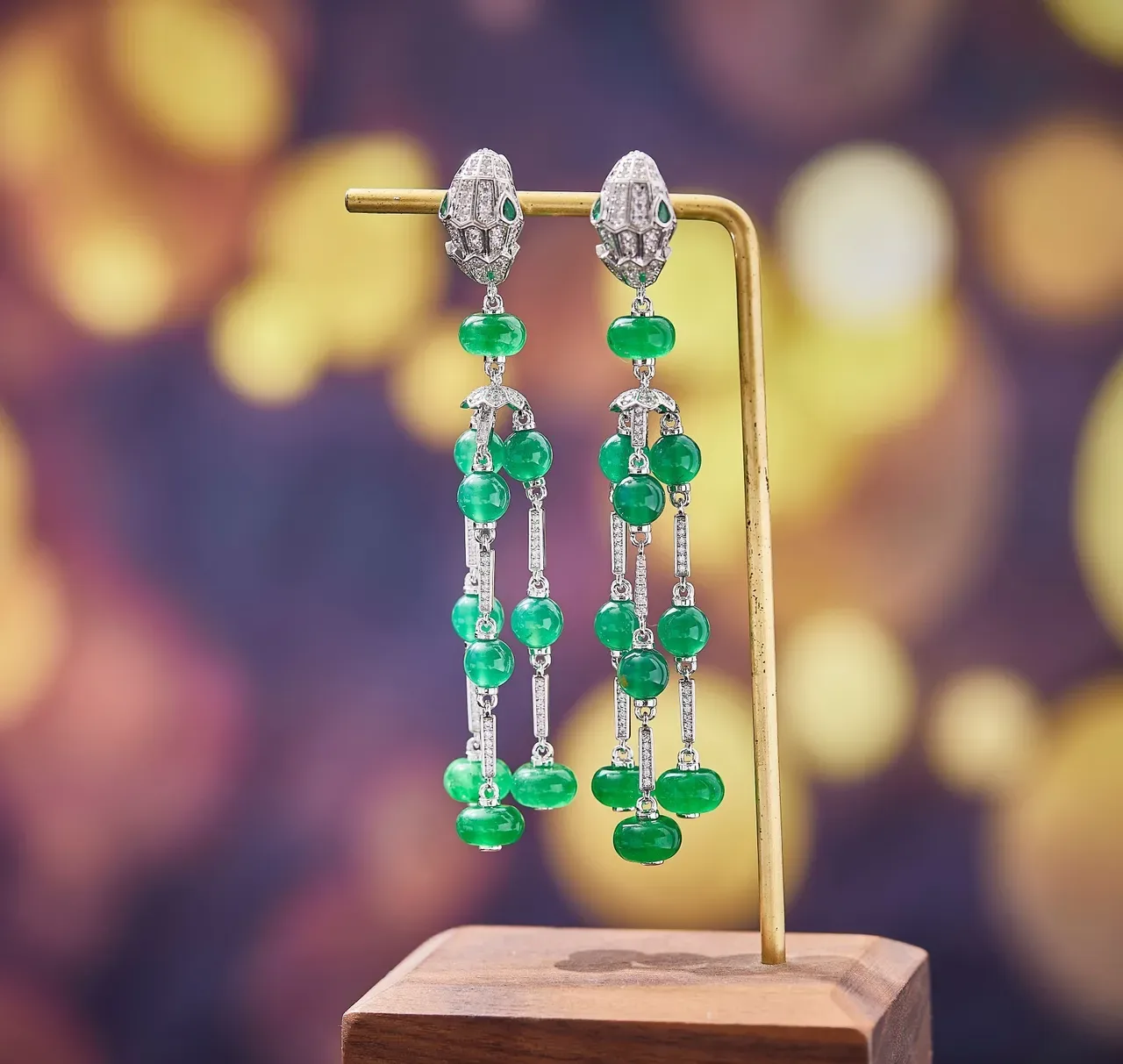 Pink Gemstone Multi-Strand Chandelier Earrings 3