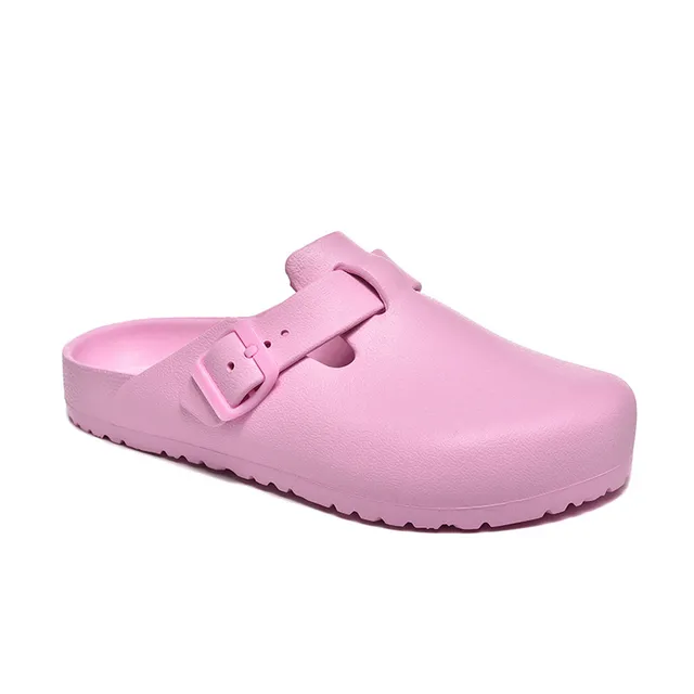 Pink Molded EVA-Like Construction Single-Buckle Strap Clog 2