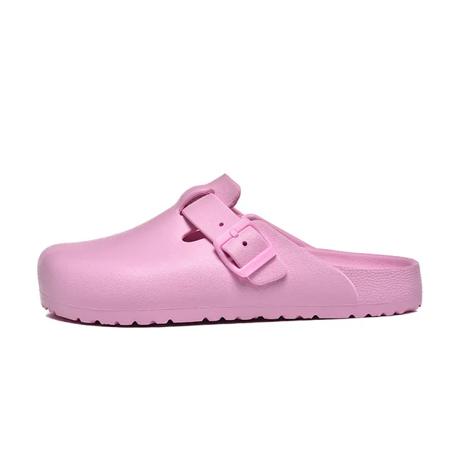 Pink Molded EVA-Like Construction Single-Buckle Strap Clog 3