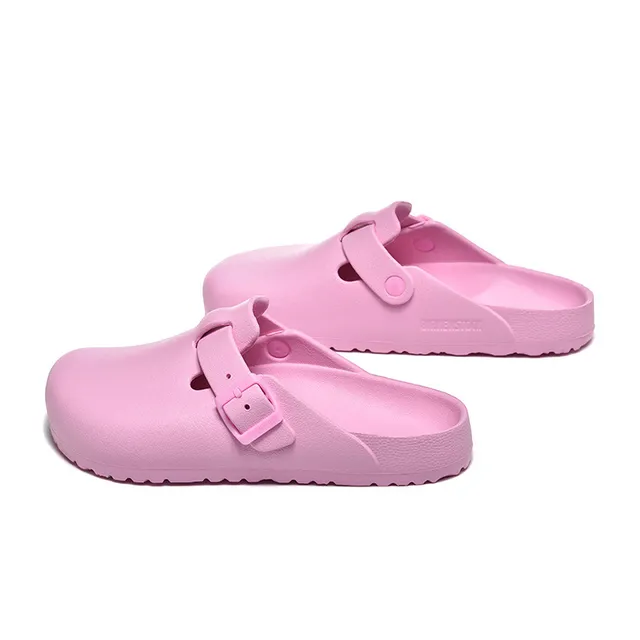 Pink Molded EVA-Like Construction Single-Buckle Strap Clog 6