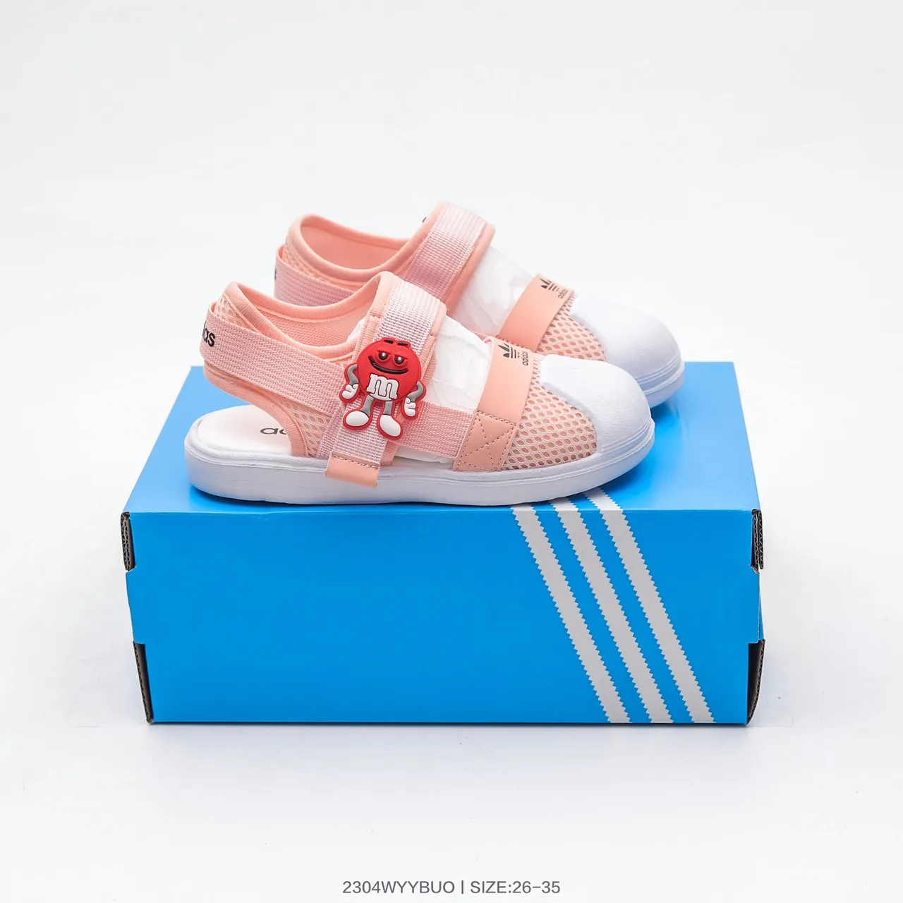 Pink White Mesh Upper Adjustable Velcro Strap Casual Sandals 15
