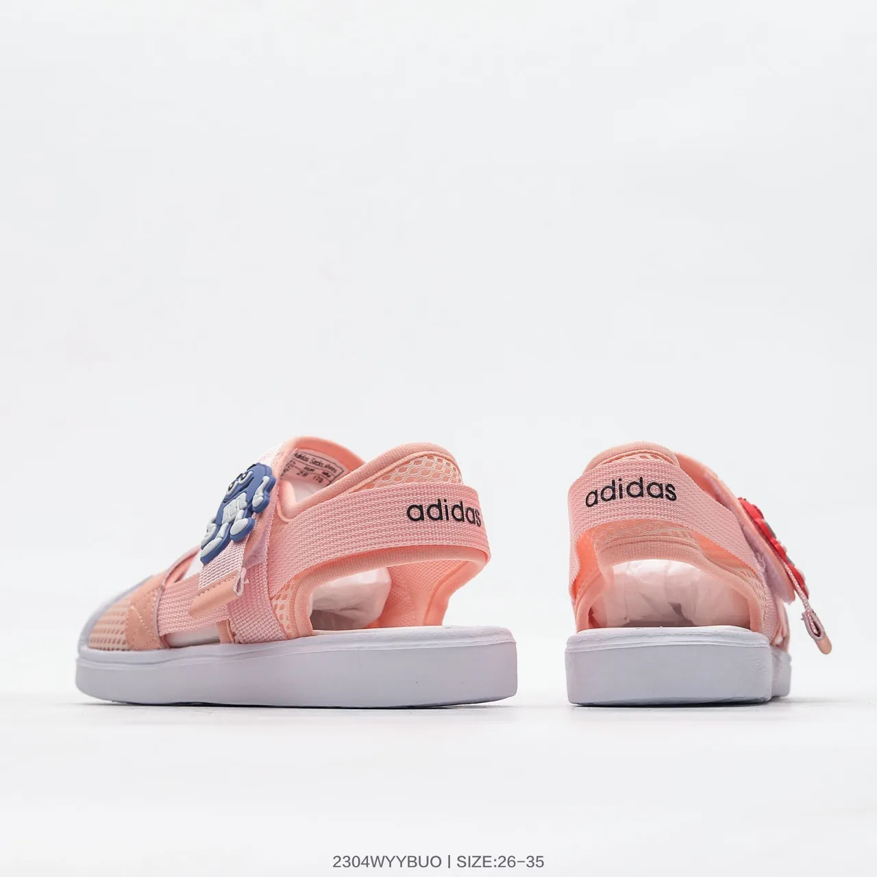 Pink White Mesh Upper Adjustable Velcro Strap Casual Sandals 16