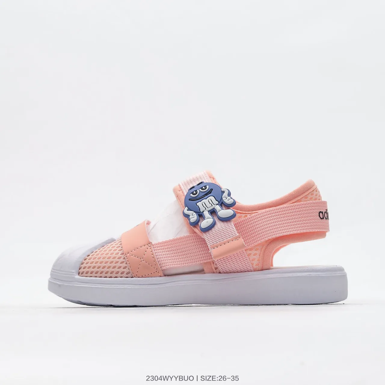 Pink White Mesh Upper Adjustable Velcro Strap Casual Sandals 19