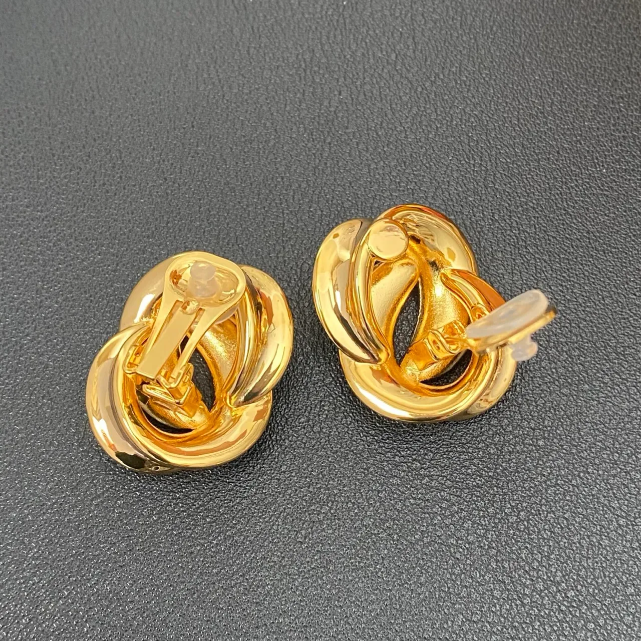 Polished Gold-Tone Interwoven Knot Earrings 3