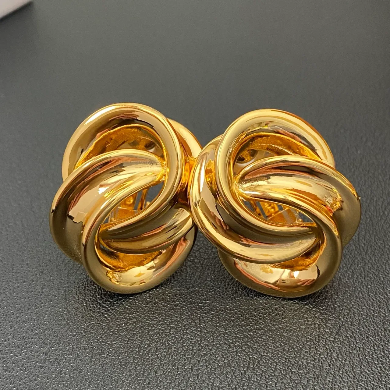 Polished Gold-Tone Interwoven Knot Earrings 5
