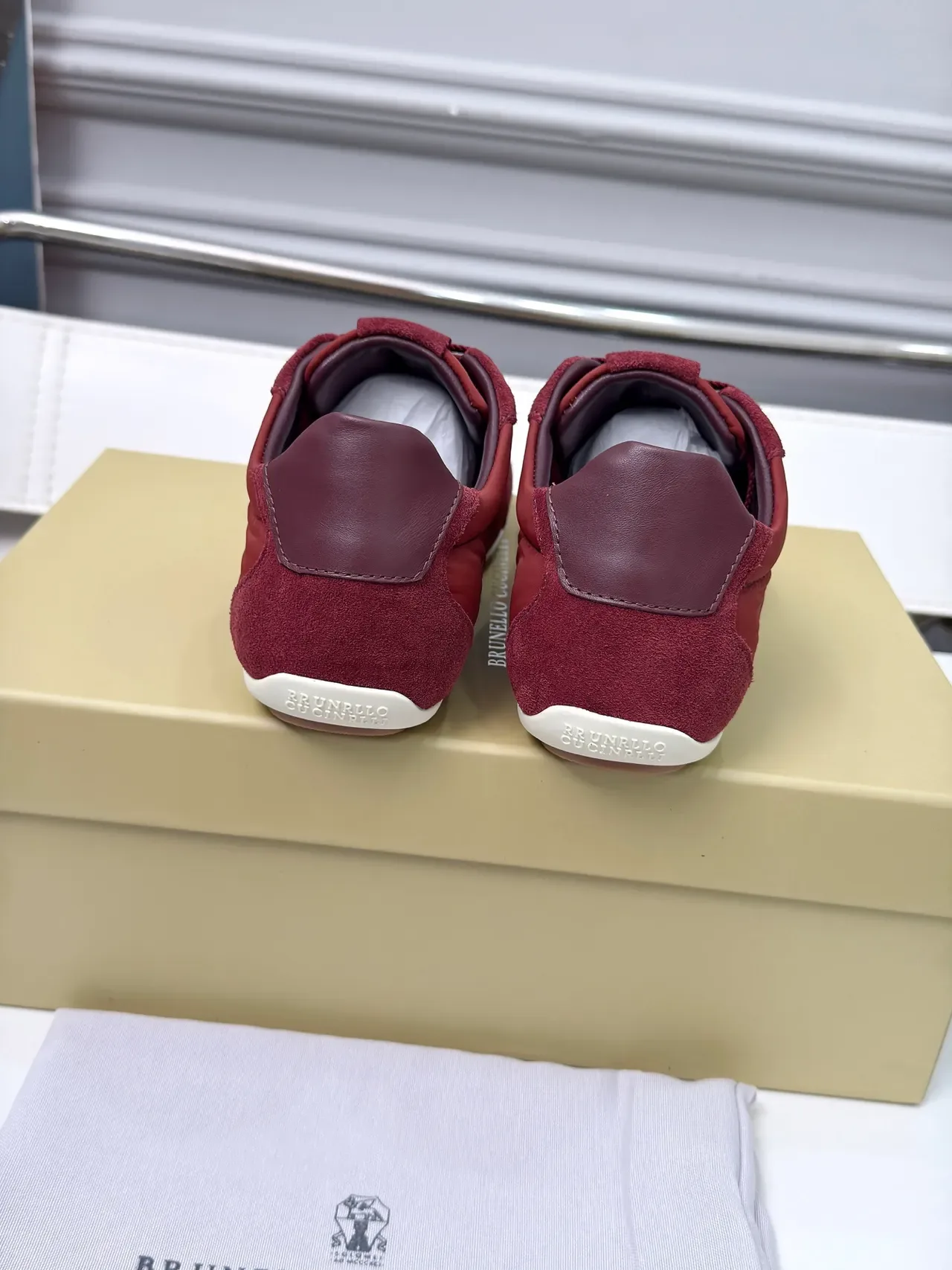 Polo Cucinelli Red Suede and Leather Panelled Lifestyle Sneakers 3